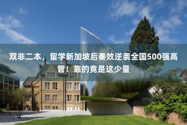 双非二本，留学新加坡后奏效逆袭全国500强高管！靠的竟是这少量
