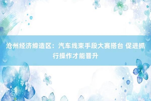 沧州经济缔造区：汽车线束手段大赛搭台 促进抓行操作才能晋升