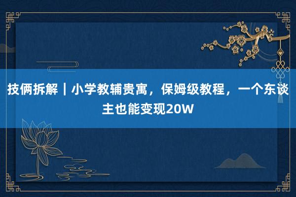 技俩拆解｜小学教辅贵寓，保姆级教程，一个东谈主也能变现20W