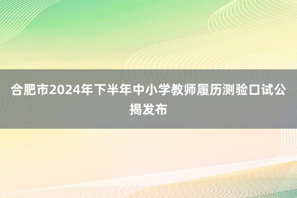 合肥市2024年下半年中小学教师履历测验口试公揭发布