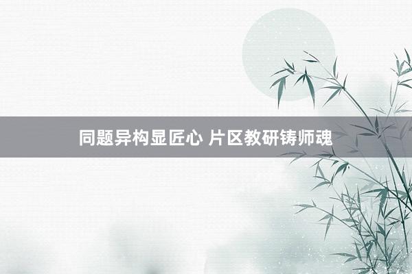 同题异构显匠心 片区教研铸师魂